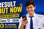 Assam Class 12 student checking HS Result 2026 on mobile phone with a relieved expression