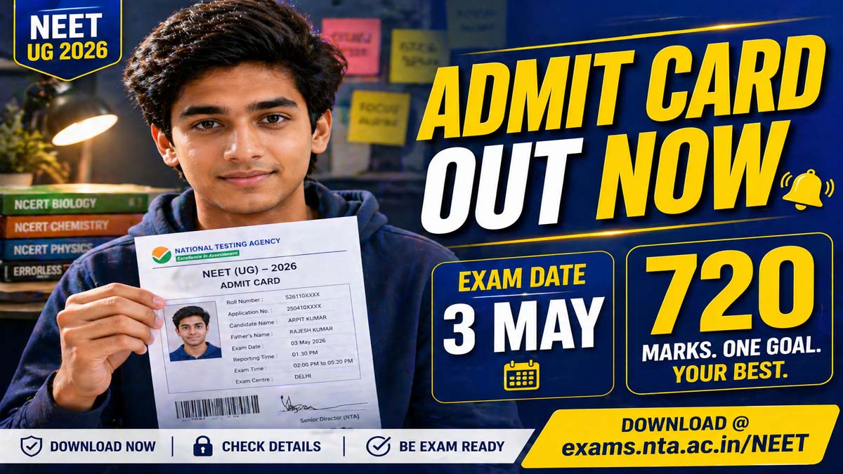 NTA NEET UG 2026 admit card download — student holding hall ticket before May 3 exam