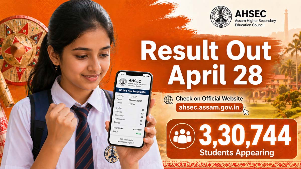 Student checking AHSEC 12th Result 2026 on mobile phone via official website