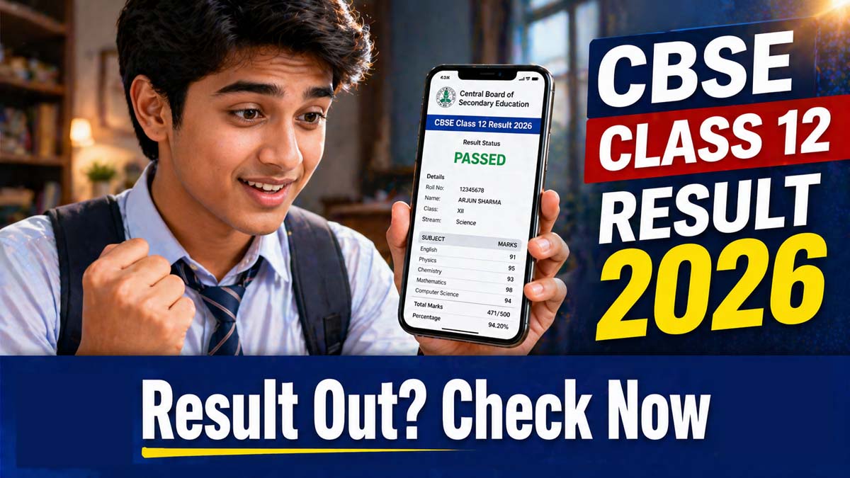 Student checking CBSE Class 12 Result 2026 on smartphone via official website